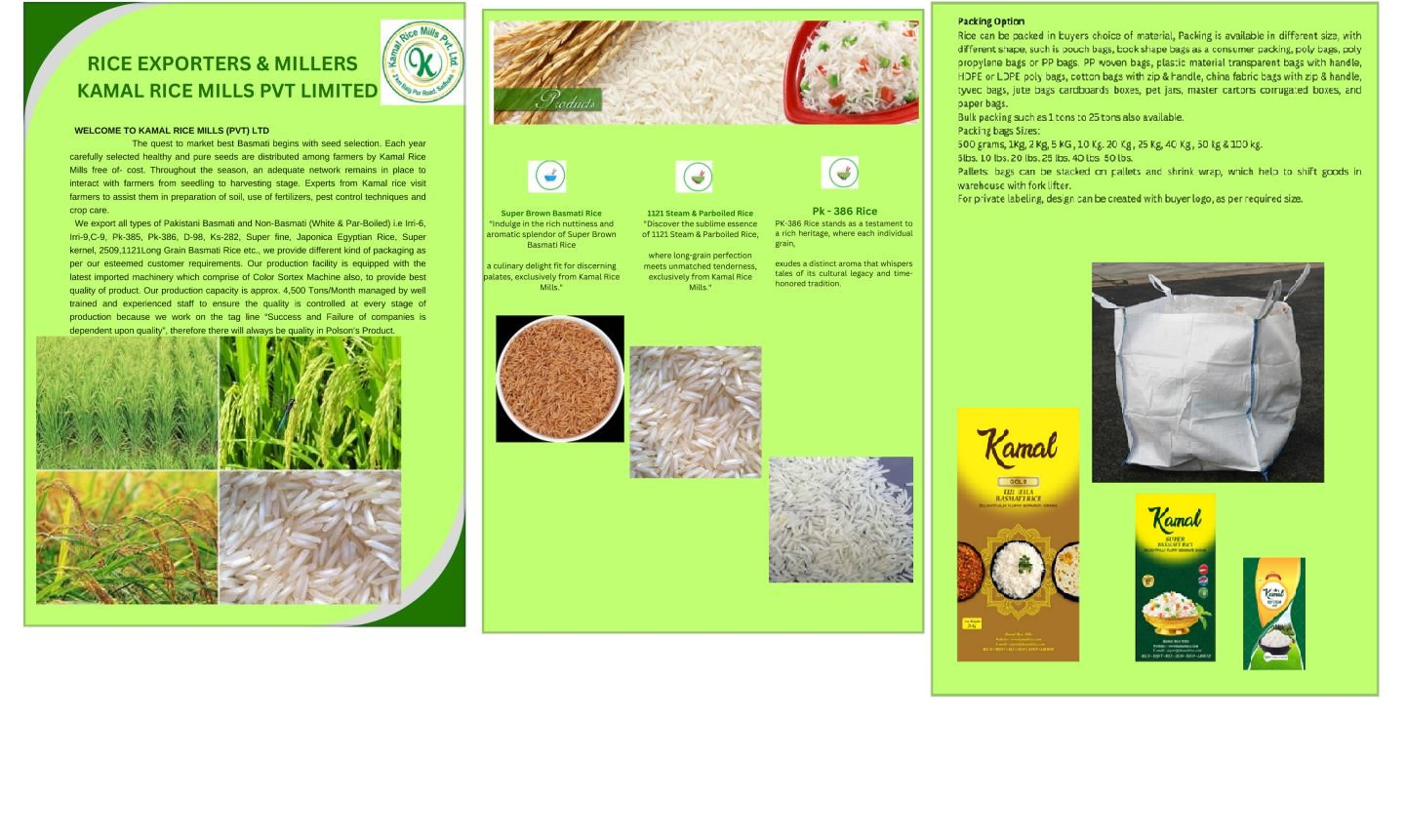 Kamal Ric Rice | KAMAL RICE MILLS PVT LTD | Company Profile | Pakistan Trade Portal